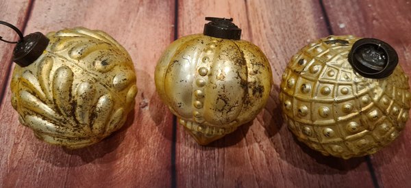 Kerstbal oude goud look -set van 3